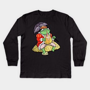 Relaxing Frog King Kids Long Sleeve T-Shirt